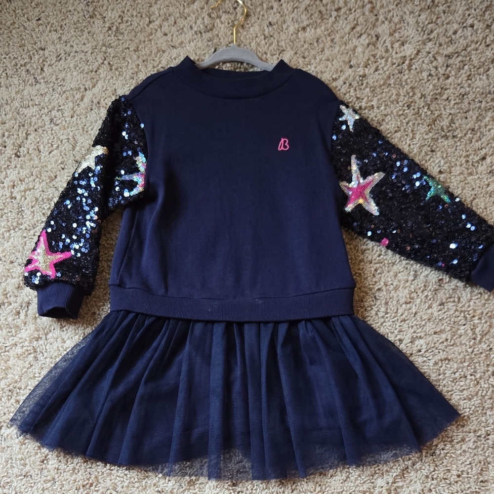 Billieblush Dress with Sequin Star Sleeves